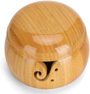 liyeehao 6 inch yarn storage bowl: circular knitting & crochet yarn bowl, decorative handcrafted wooden organizer logo