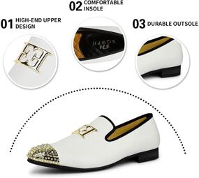 img 1 attached to Leather Buckle Loafers for Wedding - XQWFH Men's Shoes