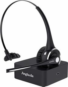 img 3 attached to 🎧 Беспроводной гарнитура Angteela Trucker Bluetooth с микрофоном - беспроводная гарнитура для мобильного телефона для дома, офиса, колл-центра Skype с шумоподавлением, зарядной базой, функцией отключения звука.