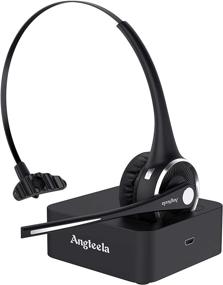 img 4 attached to 🎧 Беспроводной гарнитура Angteela Trucker Bluetooth с микрофоном - беспроводная гарнитура для мобильного телефона для дома, офиса, колл-центра Skype с шумоподавлением, зарядной базой, функцией отключения звука.