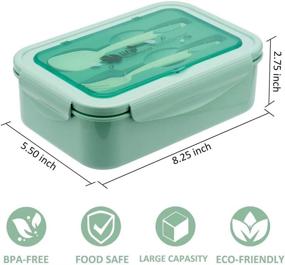 img 2 attached to 🍱 Durable BPA-Free Bento Boxes for Adults - 1100 ML Lunch Box for Kids with Spoon & Fork: Perfect Size for On-the-Go Meals!