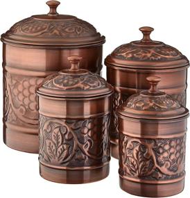 img 4 attached to Classic Copper Old Dutch Antique Heritage 🏺 Canister 4 Piece Set: Timeless Elegance for Your Kitchen