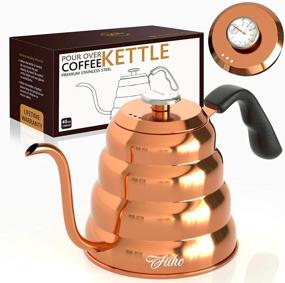 img 4 attached to ☕ FIIHO Gooseneck Stainless Steel Pour Over Coffee & Tea Kettle with Thermometer - Exact Temperature Control - Kitchen Appliances & Dorm Essentials (1.2 Liter, 40 fl oz)