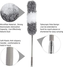 img 3 attached to 🧹 KissDate Microfiber Duster Set: Extendable Stainless Steel Pole, Bendable and Detachable Brush, Washable Dusters for Easy Cleaning of Ceiling Fans, Blinds, Cars, and Furniture - Pack of 5