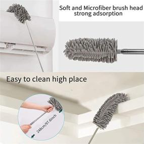 img 2 attached to 🧹 KissDate Microfiber Duster Set: Extendable Stainless Steel Pole, Bendable and Detachable Brush, Washable Dusters for Easy Cleaning of Ceiling Fans, Blinds, Cars, and Furniture - Pack of 5