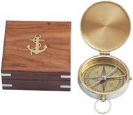 🧭 high-quality hampton nautical solid brass gentlemen's compass with rosewood box, 4" - premium brass construction логотип