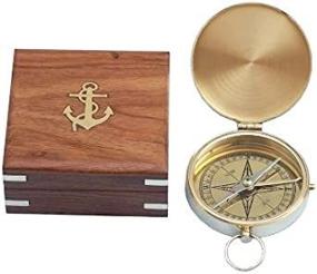 img 1 attached to 🧭 High-Quality Hampton Nautical Solid Brass Gentlemen's Compass with Rosewood Box, 4" - Premium Brass Construction