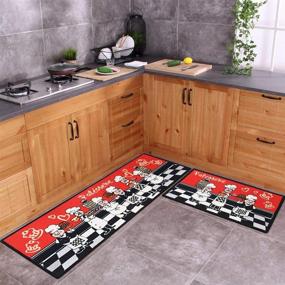 img 1 attached to 🍰 Carvapet Patisserie Kitchen Mat Set | Non-Slip, Rubber Backing | 2-Piece Runner Rug Doormat (19"x59"+19"x31")