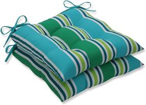 img 1 attached to 🛋️ Уютные и стильные подушки Perfect Aruba Stripe для сидения, 2 штуки: бирюзовый/зеленый, 19"x18.5" - идеально подходят для использования на улице и в помещении.