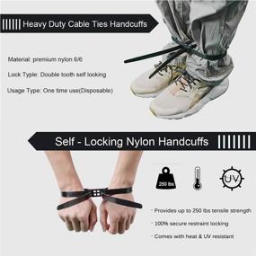 img 2 attached to 🔐 Flex Cuffs 10-Pack: Heavy-Duty Disposable Handcuffs for Police - Heat & UV Resistant, 250 lbs Tensile Strength - Black