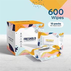 img 1 attached to 🧻 Freshold Flushable Wipes for Adults: 10 Pack of 60 Hypoallergenic, Fragrance-Free Cleansing Moist Wet Wipes with Aloe Vera for Sensitive Skin - Ideal for Men, Women & Kids