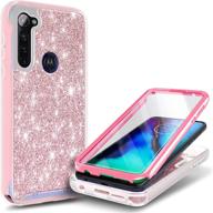 📱 e-began moto g stylus case with built-in screen protector - glitter bling rose gold: full-body shockproof protection for motorola g stylus/moto g pro (2020) logo