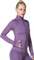 🏃 sunzel women's slim fit lightweight sports running jacket with thumb holes for workout yoga athletic - full zip fitness jacket logo