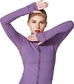 img 1 attached to 🏃 Sunzel Women's Slim Fit Lightweight Sports Running Jacket with Thumb Holes for Workout Yoga Athletic - Full Zip Fitness Jacket