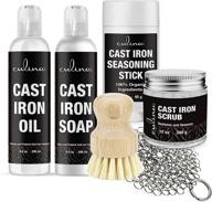 🧼 culina cast iron care kit: soap, stick, conditioning oil, stainless scrubber & more, all natural ingredients for cleaning, non-stick cooking & restoring cast iron cookware logo