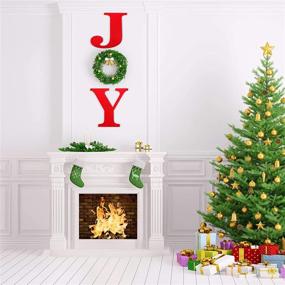 img 2 attached to 3-Piece 12 Inch Rustic Wooden Joy Letter Sign for Christmas Home Decor - Red Ornaments for Xmas Holiday Indoor & Outdoor Wall and Door Decoration