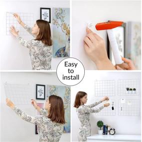 img 2 attached to 📸 Multipurpose 2 Pack Wire Wall Grid Panels: Display, Organize & Decorate with Photos, Pictures, and more – Magnetic & Metal Grid for Home, Office, and Kitchen