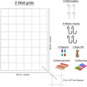 img 3 attached to 📸 Multipurpose 2 Pack Wire Wall Grid Panels: Display, Organize & Decorate with Photos, Pictures, and more – Magnetic & Metal Grid for Home, Office, and Kitchen