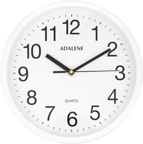 img 2 attached to ⏰ Adalene Wall Clocks Battery Operated Non Ticking - Silent 10 Inch Analog Quartz Office Clock in Vintage White - Perfect for School, Classroom, and Office Spaces