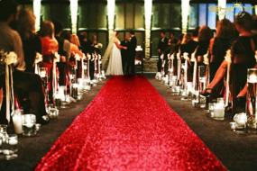 img 4 attached to 🎉 ShinyBeauty Red Sequin Party Glitter Runner - Wedding Aisle Runner 2ft x 15ft - N116