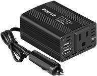 🔌 pisfau 150w power inverter 12v dc to 110v ac car plug adapter outlet converter with 3.1a dual usb charger for laptop, black (mt-mx150) logo