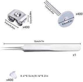 img 3 attached to Waybas 1200 PCS 5MM Stainless Steel Flat Pad Blank Earring Pin Studs with Hypoallergenic Butterfly Earring Backs and Silicone Bullet Earring Backs - Ideal for Jewelry Making Findings