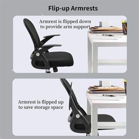 img 2 attached to 🪑 Optimal Lumbar Support Mesh Office Chair | Ergonomic Mid Back Desk Chair with Flip-up Armrest, Executive Rolling Swivel Task Chair – Ideal for Computer Work