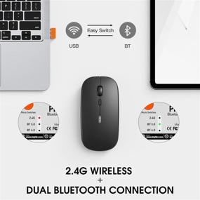 img 3 attached to 💻 Rechargeable Wireless Bluetooth Mouse by Inphic - Tri-Mode (Bluetooth 5.0/4.0+2.4ghz) - Ultra-Slim, Silent Click - 1600dpi 3 Adjustable Optical - Portable Mouse for PC, MacBook, iPad OS - Black