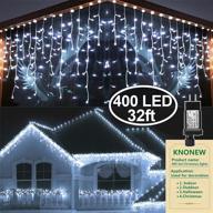 🎄 outdoor christmas lights decorations - 400 led 33ft 8 modes curtain fairy string light with 75 drops, clear wire - ideal led string lights decor for wedding, party, holiday, christmas - cool white логотип