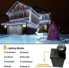 img 3 attached to 🎄 Outdoor Christmas Lights Decorations - 400 LED 33ft 8 Modes Curtain Fairy String Light with 75 Drops, Clear Wire - Ideal LED String Lights Decor for Wedding, Party, Holiday, Christmas - Cool White