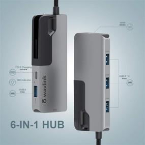 img 2 attached to 💻 WAVLINK USB C Hub, 6-in-1 Adapter with 87W Power Delivery for Laptops, 4k HDMI@30Hz, 4 USB 3.0 Ports, Compatible with Windows and Mac