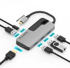 img 4 attached to 💻 WAVLINK USB C Hub, 6-in-1 Adapter with 87W Power Delivery for Laptops, 4k HDMI@30Hz, 4 USB 3.0 Ports, Compatible with Windows and Mac