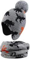 🦖 dinosaur duoyeree beanie with pom pom lining - boys' hats & caps accessories logo