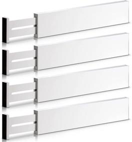 img 4 attached to Bamboo Extra-Large Expandable Drawer Organizers - Set of 4, Adjustable Dividers for Kitchen, Bedroom, Bathroom, and Office Drawers (White)