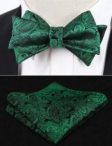 img 1 attached to SEO-Optimized Alizeal Paisley Jacquard Pocket Green Men's Accessories Set - Ties, Cummerbunds & Pocket Squares