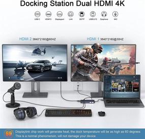 img 3 attached to 🔌 QGeeM USB 3.0 Docking Station with Dual HDMI and 4K DisplayPort - Triple Display Laptop Docking Station Dual Monitor Compatible with MacBook M1 and Windows - USB 3.0 Dock