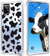 kanghar samsung galaxy a12 case 5g 2020 - cute cow print black pattern - shockproof clear cover with four corners cushion - durable hard pc + soft tpu bumper - anti-scratch full body protection - crystal clear 6.5 inch logo