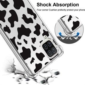 img 3 attached to KANGHAR Samsung Galaxy A12 Case 5G 2020 - Cute Cow Print Black Pattern - Shockproof Clear Cover with Four Corners Cushion - Durable Hard PC + Soft TPU Bumper - Anti-Scratch Full Body Protection - Crystal Clear 6.5 inch