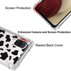 img 2 attached to KANGHAR Samsung Galaxy A12 Case 5G 2020 - Cute Cow Print Black Pattern - Shockproof Clear Cover with Four Corners Cushion - Durable Hard PC + Soft TPU Bumper - Anti-Scratch Full Body Protection - Crystal Clear 6.5 inch