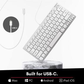 img 3 attached to 💻 Macally USB C Keyboard - Compact & Mini Plug & Play Apple Keyboard for Mac, Macbook, iMac, Windows, iPad with USB C Port - Wired USB Type C Keyboard