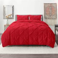 🛏️ nestl pintuck duvet cover set - precise pintuck comforter cover in queen size - vibrant red duvet cover - luxurious 3-piece pinch pleat duvet cover set - exquisitely soft microfiber fabric logo