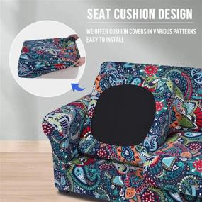 img 3 attached to 🌸 Stylish hyha Printed Couch Chair Cover - Floral Pattern Sofa Cover with Separate Cushion Cover - 2 Piece Stretch Armchair Slipcover for Elegant Furniture Protection, Easy to Clean (Armchair Size, Paisley Floral Design)
