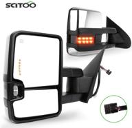 scitoo chrome towing mirrors for chevy/gmc: fits 2014-2018 silverado, 2015-2018 sierra 1500, and 2500/3500 models with power heated signal feature logo