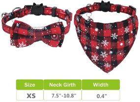 img 3 attached to 🎄 Chede Pack of 2 Christmas Cat Collars with Breakaway Feature, Bell Bowtie, and Adjustable Safety Strap, Ideal for Kittens and Small Cats (7.5"-10.8")