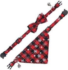 img 2 attached to 🎄 Chede Pack of 2 Christmas Cat Collars with Breakaway Feature, Bell Bowtie, and Adjustable Safety Strap, Ideal for Kittens and Small Cats (7.5"-10.8")