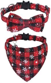 img 4 attached to 🎄 Chede Pack of 2 Christmas Cat Collars with Breakaway Feature, Bell Bowtie, and Adjustable Safety Strap, Ideal for Kittens and Small Cats (7.5"-10.8")