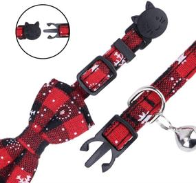 img 1 attached to 🎄 Chede Pack of 2 Christmas Cat Collars with Breakaway Feature, Bell Bowtie, and Adjustable Safety Strap, Ideal for Kittens and Small Cats (7.5"-10.8")