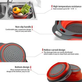 img 2 attached to Uuoeebb Collapsible Colander Set - Foldable Silicone Strainer for Pasta, Vegetables, and Fruits - Kitchen Mesh Folding Colander Strainer Set