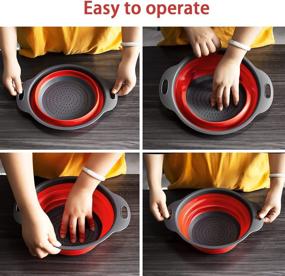 img 1 attached to Uuoeebb Collapsible Colander Set - Foldable Silicone Strainer for Pasta, Vegetables, and Fruits - Kitchen Mesh Folding Colander Strainer Set