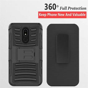 img 2 attached to 📱 Protective Phone Case for LG Stylo 5 - Circlemalls - With Tempered Glass Screen Protector, Shockproof Armor, Kickstand & Belt Clip Holster - Black (Not Fit Stylo 6)